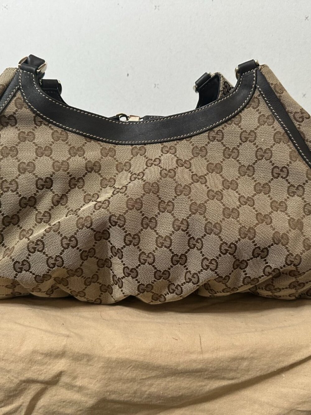 Gucci Abbey D-Ring GG Canvas Hobo Shoulder Bag Brown Serial 189685 - Picture 3 of 10